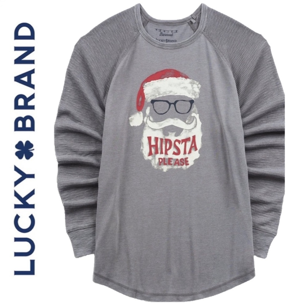 Lucky‎ Brand Venice Burnout Thermal Long Sleeve Santa Hipsta Please Large